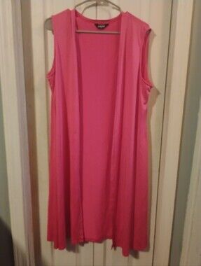 Chicme Sleeveless Pink Cardigan Vest – Size 1XL – Open Front Lightweight Layerin
